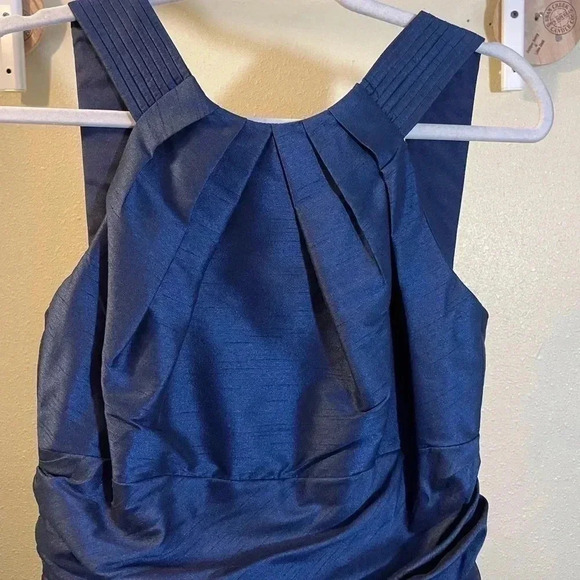 Alfred Sung Halter Style Low Back Dupioni Bridesmaid Gown Prom Navy Blue Sz 4 - Picture 8 of 8